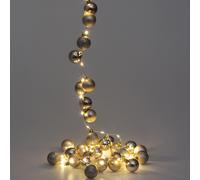 Casaria Guirlande Lumineuse 40 LED Fonctionnement à Piles 40 Boules de Noël Champagne IP44 8 Effets d'éclairage intérieur extérieur Fonction minuterie