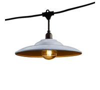 Guirlande lumineuse raccordable extérieur avec abat-jour en acier style industriel 10 ampoules à filament douille E27 LED blanc chaud BOWL GALVA LIGHT 6m