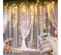 Guirlande lumineuse rideau LED, 8 modes de clignotement, lumières féeriques simulant un ciel étoilé. Décoration lumineuse pour la Saint-Valentin, Halloween, Noël, guirlande d'ambiance colorée pour la 