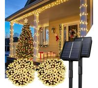 Guirlande Lumineuse Solaire, 2 x 14M 100 LED Solaire Extérieur Jardin