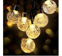 Guirlande Lumineuse Solaire,9M 50 LED Guirlande Lumineuse Extérieure et Interieur 8 Modes IP65 Etanche, USB Guinguette（blanc chaud）