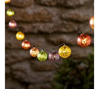 Guirlande Lumineuse Solaire à 20 Boules Marocaines Multicolores, Rechargeable par USB