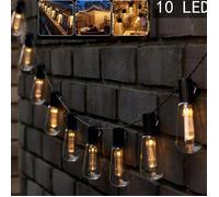 Guirlande lumineuse solaire à DEL incassable, 4.5m 10 ampoules,étanche, décoration de jardin, tonnelle, terrasse, fête, mariage,Warm