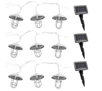 Guirlande lumineuse solaire à LED, lampe solaire d'extérieur, décoration de jardin, style maison de campagne, piquet de terre à batterie, argent, 30x LED blanc chaud, DxL 6x200 cm
