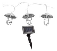 Guirlande lumineuse solaire à LED, lampe solaire d'extérieur, décoration de jardin, style maison de campagne, piquet de terre à batterie, argent, 10x LED blanc chaud, DxL 6x200 cm