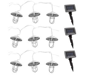 Guirlande lumineuse solaire à LED, lampe solaire d'extérieur, décoration de jardin, style maison de campagne, piquet de terre à batterie, argent, 30x LED blanc chaud, DxL 6x200 cm