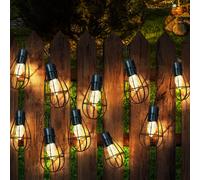 Guirlande lumineuse solaire à LED, lampe solaire d'extérieur, décoration de jardin, style rétro, métal rouille, 10x LED blanc chaud, L 200 cm