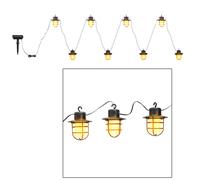 Guirlande lumineuse solaire à LED lampe solaire d'extérieur, effet flamme, piquet sol à batterie rechargeable, noir, 8x LED blanc chaud, DxL 8x200 cm