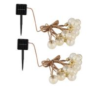 Guirlande lumineuse solaire à LED pour l'extérieur 10x ampoules Guirlande lumineuse pour l'extérieur Décoration solaire de balcon, corde de chanvre, LED 3 watts blanc chaud, L 570 cm, jardin, set de 2