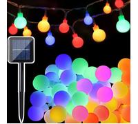 Guirlande Lumineuse Solaire Boule 7M, 50 LED Guirlande lumineuse Multicolore Extérieure, 8 Modes Imperméable Jolie Décoration
