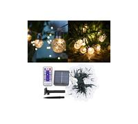 Guirlande lumineuse solaire d'ampoule de boule étanche 10m LED lumineux blanc chaud