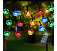 Guirlande Lumineuse Solaire,Damtong 100 Leds 12M Couleur Cristal Boules Lumière,8 Modes Etanche Lumières Solaires,Pour Décoration Extérieur, Jardins, Terrasses, Mariages, Fêtes