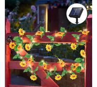 Guirlande lumineuse solaire de 4 m avec 40 LED pour l'extérieur, tournesols artificiels, 8 modes, guirlande lumineuse étanche pour jardin, balcon, décoration de chambre