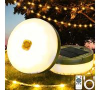Guirlande Lumineuse Solaire de Camping 10M Rechargeable USB-C/Solaire - 8 Modes d'Éclairage, Télécommande, Minuterie, 12H Autonomie, IP44, Léger 270g - Blanc Chaud pour Tente, Jardin, Randonnée, Noël.