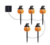 Guirlande lumineuse solaire de chemin de citrouille pour décoration d'Halloween effrayante en plein air avec ornements LED lumineux pour décoration de jardin festive (orange, 32 x 8 cm)