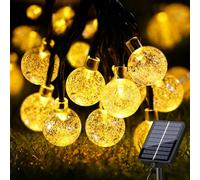 Guirlande lumineuse solaire d'extérieur, 11 m, 60 LED, 8 modes d'éclairage, étanche IP65, idéale pour le jardin, les mariages, les fêtes, la terrasse et le balcon. Couleur blanc chaud.