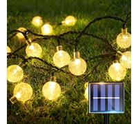 Guirlande lumineuse solaire d'extérieur - 15 m - 60 LED - Résistante aux intempéries - IP64 - Pour balcon et jardin - Guirlande lumineuse solaire d'extérieur pour terrasse - Boules de cristal pour