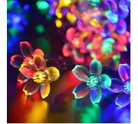 Guirlande Lumineuse Solaire D'extérieur 7m 50 LED Coloré, Guirlande Étanche Fleurs de Cerisier Forme, 8 Modes Lumière de Jardin