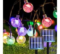 Guirlande lumineuse solaire d'extérieur - 8 m - 30 LED colorées - Boule lumineuse solaire d'extérieur - Étanche IP64 - Pour balcon, jardin, terrasse