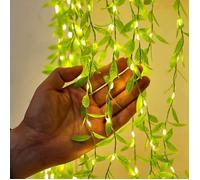 Guirlande lumineuse solaire d'extérieur Ausolee, en feuilles de saule, de jardin extérieur (feuilles de saule, 10 m)