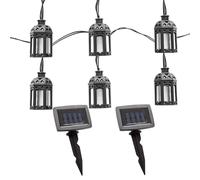 Guirlande lumineuse solaire d'extérieur, lampe solaire LED, lampe de jardin, décoration en forme de lanterne, plastique noir, 20x LED blanc chaud, L 200 cm