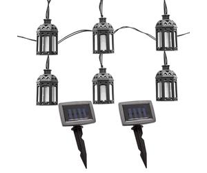 Guirlande lumineuse solaire d'extérieur, lampe solaire LED, lampe de jardin, décoration en forme de lanterne, plastique noir, 20x LED blanc chaud, L 200 cm