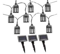Guirlande lumineuse solaire d'extérieur LED lampe solaire lampe de jardin décoration en forme de lanterne, plastique noir, 30x LED blanc chaud, L 200 cm