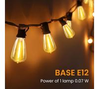 Guirlande lumineuse solaire - Éclairage extérieur - 15,5 mètres - 40 LED - Allumage et extinction automatiques - Étanchéité IP44 - Ampoules résistantes aux chocs - Livrée avec des crochets