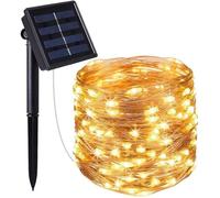 Lumisky Guirlande lumineuse solaire SKINNY SOLAR 100 micro-LED cuivre blanc chaud 11,90 m 8 modes
