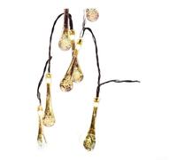 Guirlande lumineuse solaire en forme de goutte d'eau LED pour décoration de jardin ou terrasse avec 8 effets d'éclairage, fonction mémoire et boîtier résistant à la pluie (couleur chaude)