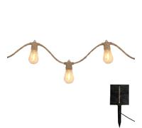 Guirlande lumineuse solaire et sur secteur en corde 10 ampoules transparentes LED blanc chaud FANTASY CORD SOLAR 8m