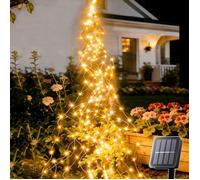 Guirlande lumineuse solaire extérieur 2 m 400 LED cascade d'eau 8 modes d'éclairage LED pour Décoration jardin, terrasse Blanc Chaud