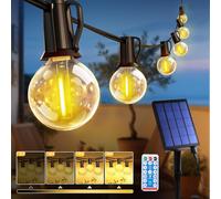 Guirlande Lumineuse Solaire Extérieure 18M, Guirlande Guinguette avec Télécommande 30+4 Ampoules LED, 8 Modes d’Éclairage, 4 Luminosité Réglable, Guirlande IP44 Étanche pour Jardin Balcon Terrasse