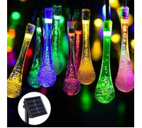 Guirlande Lumineuse Solaire Extérieure - JINZDASU - Gouttes d'Eau Colorées - 20 LED - 8 Fonctions