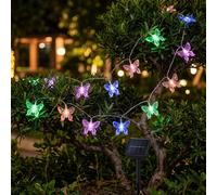 Lampe d'extérieur solaire guirlande lumineuse papillons décoration de jardin lampe d'extérieur, LED RVB à changement de couleur, 10x LED, L 470 cm