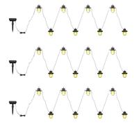 Guirlande lumineuse solaire, lampe solaire, lampe de jardin d'extérieur LED, effet flamme, piquet de terre à batterie, noir, 24x lanternes LED, blanc chaud, DxL 8x200 cm