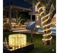 Guirlande lumineuse solaire LED 7M-32M, lampe tubulaire étanche pour jardin, guirlande de Noël, lumières féeriques pour décoration de vacances en plein air