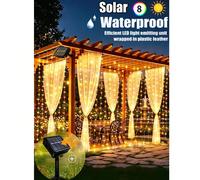 Guirlande lumineuse solaire LED en forme de couronne, 8 modes d'éclairage, guirlande lumineuse féerique étanche, 300/200/100 LED, guirlande lumineuse solaire en fil de cuivre, jardin, cour, mariage, c