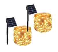 Guirlande Lumineuse Solaire, Morbuy Cuivre Fil Étanche Lumière étoilée pour Extérieure LED 8 Modes de Travail pour Jardin terrasse Fête de Noël Mariage (10/100 lumière, 2PC)