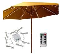 Guirlande Lumineuse Solaire Parasol 104 LED Fil Cuivre Télécommande Extérieur Jardin Terrasse Étanche Décoration PIQUET D'ATTACHE