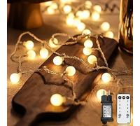 Guirlande Lumineuse Sphérique, 15M 120LED Guirlande Lumineuse d'Extérieur/intérieur avec Prise, 8 Modes avec télécommande pour Chambre à Coucher, Intérieur, Jardin, Noël et Mariage (Blanc Chaud)