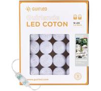GuirLED - Guirlande lumineuse boules coton LED USB - Veilleuse bébé 2h - Adaptateur secteur double USB 2A inclus - 3 intensités - 16 boules 1.6m - Flocon