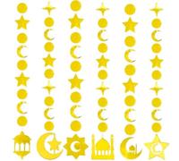 Guirlande Lune et Étoiles Or pour Fête Aïd | Design lune et étoiles dorées, ambiance orientale , parfait pour Ramadan, Aïd al-Fitr