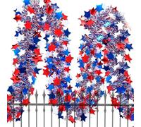 Guirlande patriotique | Décoration patriotique de cheminée - Guirlande de drapeaux nationaux de 10,06 m avec lumières, pour intérieur et extérieur, fête, réunion, célébration, rampe d'escalier