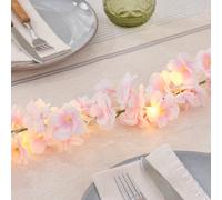 Lights4fun Guirlande lumineuse en fleurs de cerisier - Avec 20 LED blanc chaud - Fonctionne avec piles - Avec minuterie de 6 h - Décoration de Pâques éclairée - Printemps de Pâques pour table, rebord