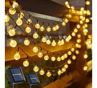 Guirlande solaire 100 LED Globe en cristal lumières solaires extérieures IP65 étanche avec 8 Modes pour jardin arbre Patio fête décor