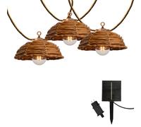Guirlande lumineuse extérieur raccordable 10 abat-jour en polyrotin COTTAGE HYBRID blanc chaud 8m solaire et sur secteur