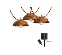 Guirlande lumineuse extérieur raccordable 10 abat-jour en polyrotin COTTAGE HYBRID blanc chaud 8m solaire et sur secteur