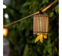Moovere Okinawa Guirlande lumineuse d'extérieur en fibre de bambou avec 10 lanternes LED 8 mètres de long (solaire + batterie), Blanc