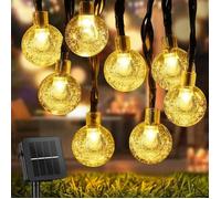 Guirlande Solaire Exterieur,12M 100 LEDs Guirlande Lumineuse Exterieure,8 Modes Guirlande Lumineuse Exterieure Solaire-Blanc Chaud